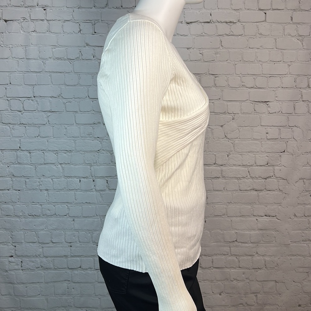 INC Off White Ribbed Crossover Sweater Plus Size XXL - Picture 3 of 6